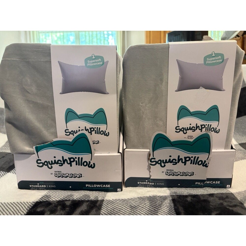 Squishmallows SquishPillow Standard/King Size Supersoft Pillowcase- light sage g